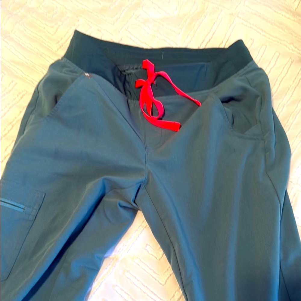 FIGS Jogger Pants with Pink Drawstring (hydro green) size XS/P